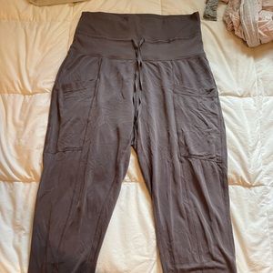 Long stretchy purple and grey pants